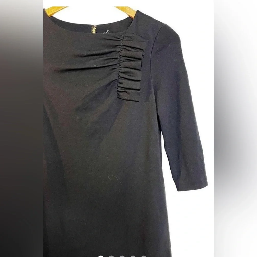 Kate Spade Livia Ponte Knit Ruffle Front Black 3/4 Sleeves Sz 2